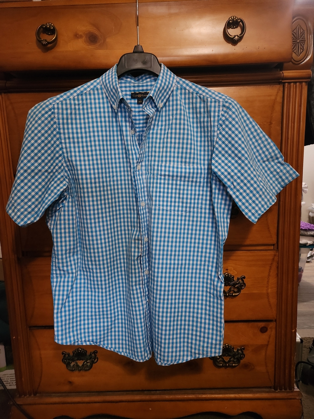 Croft & Barrow Blue Gingham Short-Sleeve Button-Down Shirt